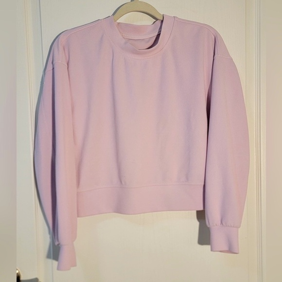 Lululemon Ribbed Softstreme Oversized Cropped Crew•Meadowsweet Pink•LIKE NEW•2 - Picture 4 of 15